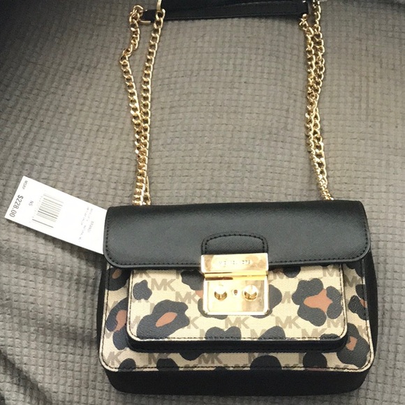 Michael Kors Black and Brown Crossbody Bag with Gold Hardware - Picture 5 of 5